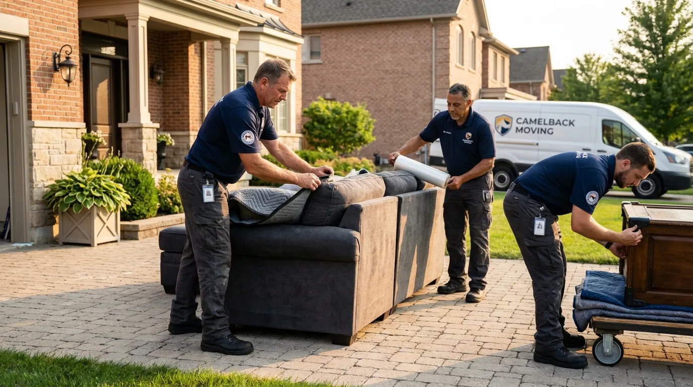 Large estate moving crew wrapping furniture in Tubac, AZ